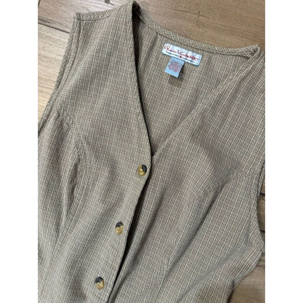 Vintage 80's Retro Gloria Vanderbilt Midi Button Front‎ Tan Dress S Small Womens - Picture 7 of 7
